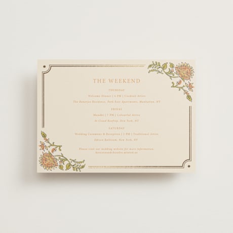 Foil-Pressed Petite Wedding Weekend Itinerary Cards