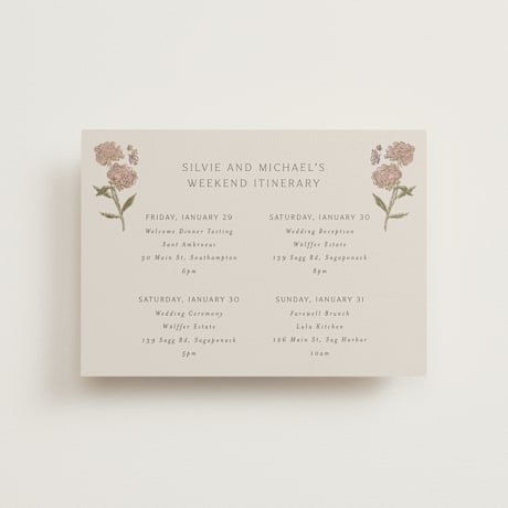 Foil-Pressed Petite Wedding Weekend Itinerary Cards