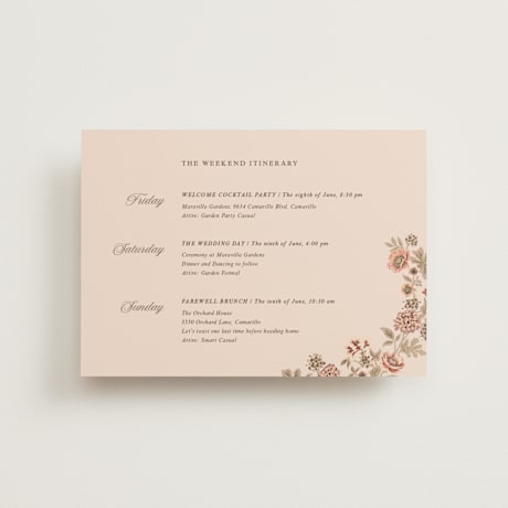 Foil-Pressed Petite Wedding Weekend Itinerary Cards