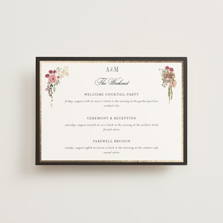 Foil-Pressed Petite Wedding Weekend Itinerary Cards