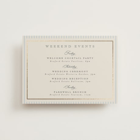 Foil-Pressed Petite Wedding Weekend Itinerary Cards