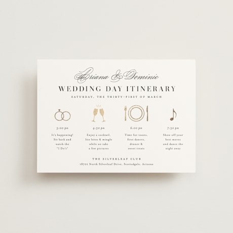 Foil-Pressed Petite Wedding Weekend Itinerary Cards
