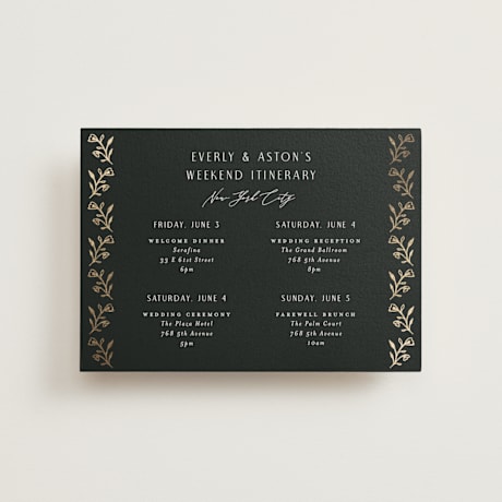 Foil-Pressed Petite Wedding Weekend Itinerary Cards