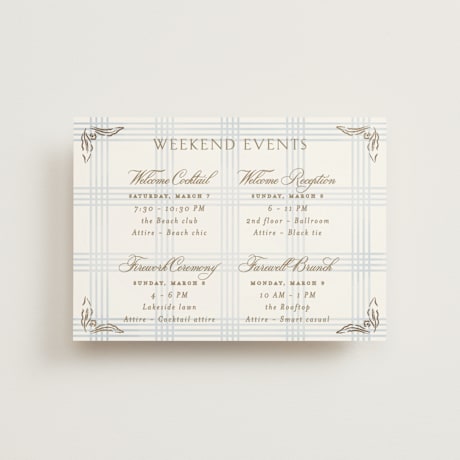 Foil-Pressed Petite Wedding Weekend Itinerary Cards