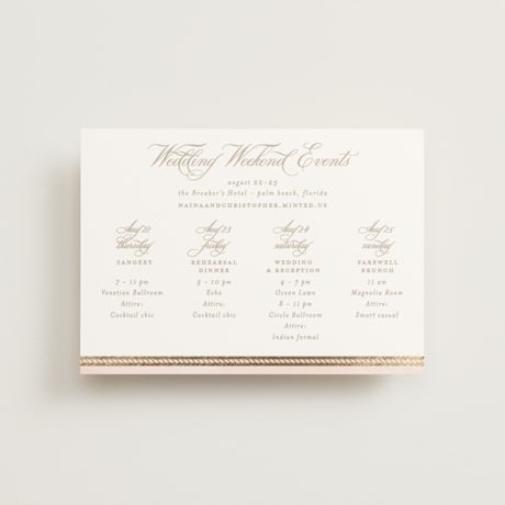 Foil-Pressed Petite Wedding Weekend Itinerary Cards