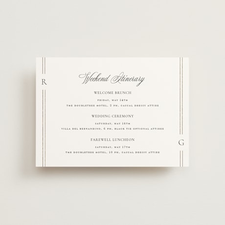 Foil-Pressed Petite Wedding Weekend Itinerary Cards