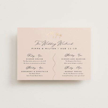 Foil-Pressed Petite Wedding Weekend Itinerary Cards
