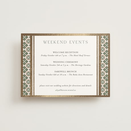 Foil-Pressed Petite Wedding Weekend Itinerary Cards