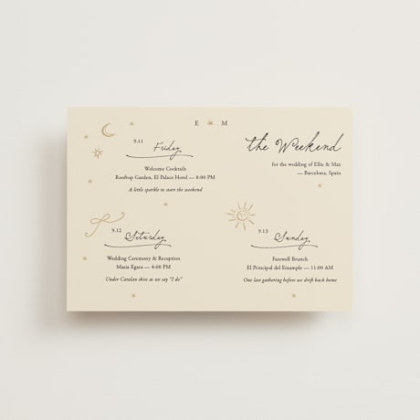 Foil-Pressed Petite Wedding Weekend Itinerary Cards