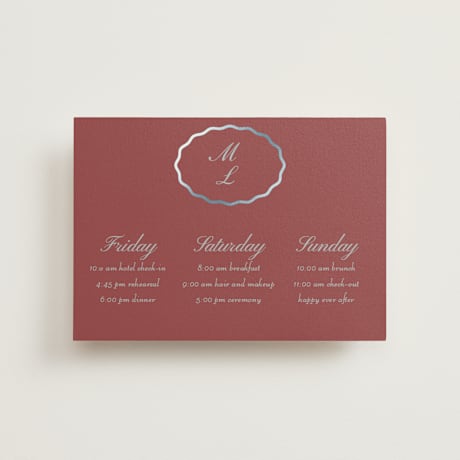 Foil-Pressed Petite Wedding Weekend Itinerary Cards