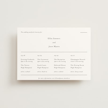 Petite Wedding Weekend Itinerary Cards