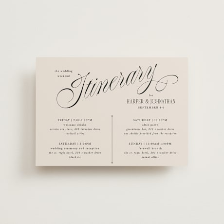 Petite Wedding Weekend Itinerary Cards