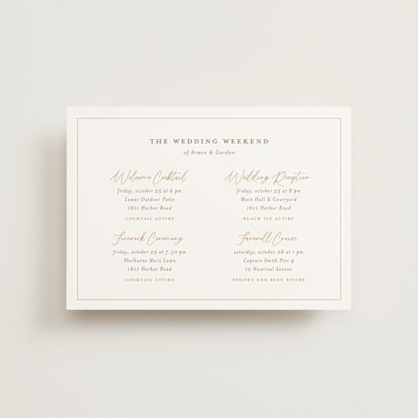Petite Wedding Weekend Itinerary Cards