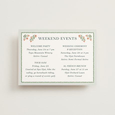 Petite Wedding Weekend Itinerary Cards