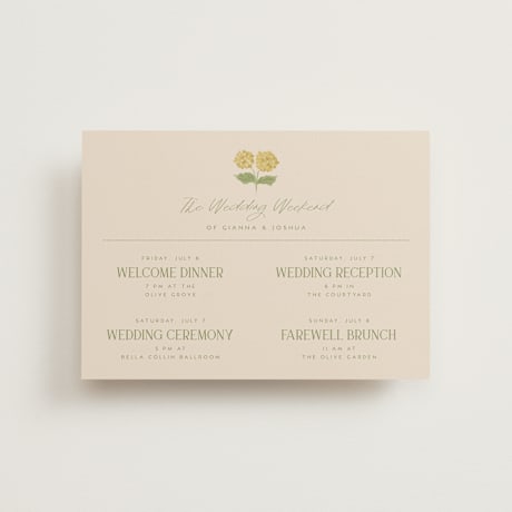 Petite Wedding Weekend Itinerary Cards