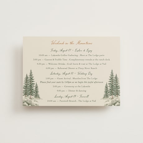 Petite Wedding Weekend Itinerary Cards