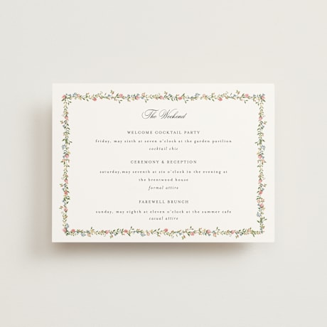 Petite Wedding Weekend Itinerary Cards