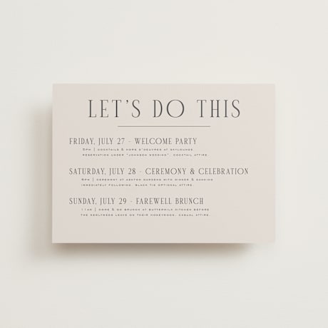 Petite Wedding Weekend Itinerary Cards