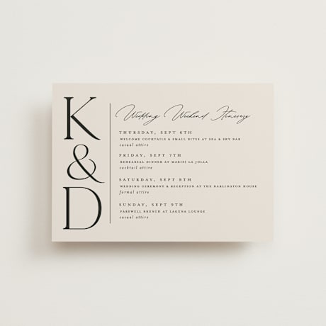 Petite Wedding Weekend Itinerary Cards