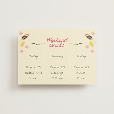 Petite Wedding Weekend Itinerary Cards