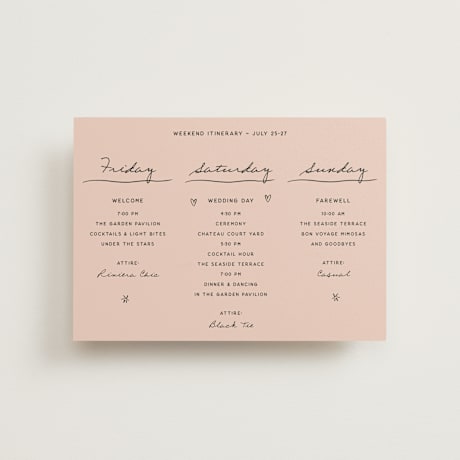 Petite Wedding Weekend Itinerary Cards