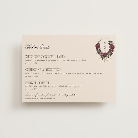 Petite Wedding Weekend Itinerary Cards