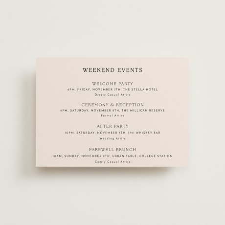 Petite Wedding Weekend Itinerary Cards