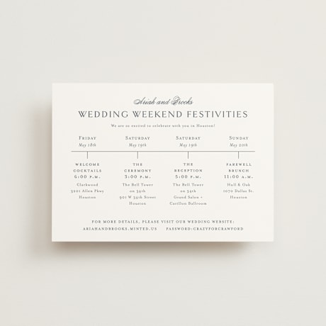 Petite Wedding Weekend Itinerary Cards