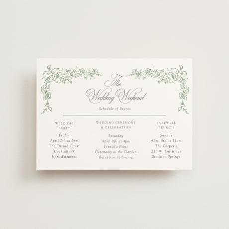 Petite Wedding Weekend Itinerary Cards