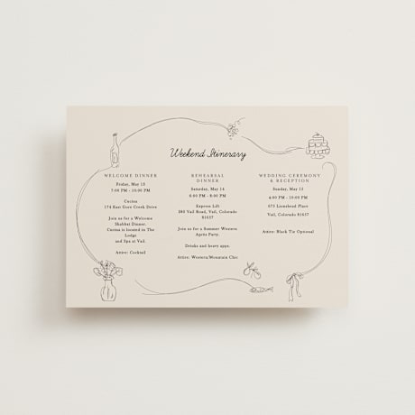 Petite Wedding Weekend Itinerary Cards