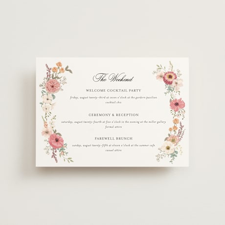 Petite Wedding Weekend Itinerary Cards