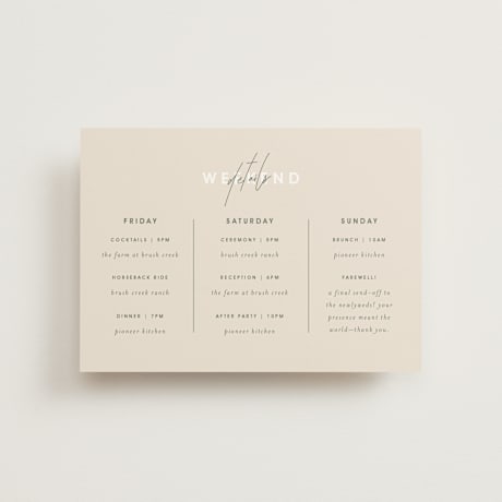 Petite Wedding Weekend Itinerary Cards