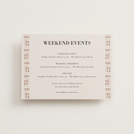 Petite Wedding Weekend Itinerary Cards