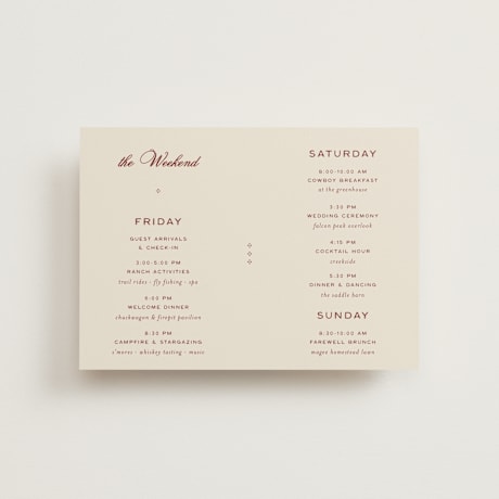 Petite Wedding Weekend Itinerary Cards