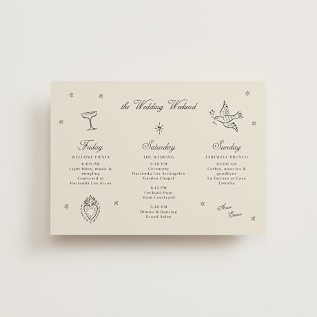 Petite Wedding Weekend Itinerary Cards
