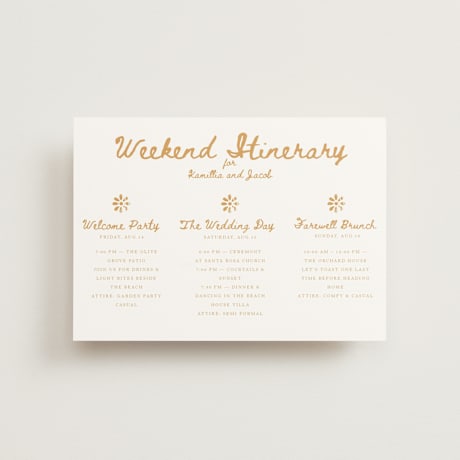 Petite Wedding Weekend Itinerary Cards