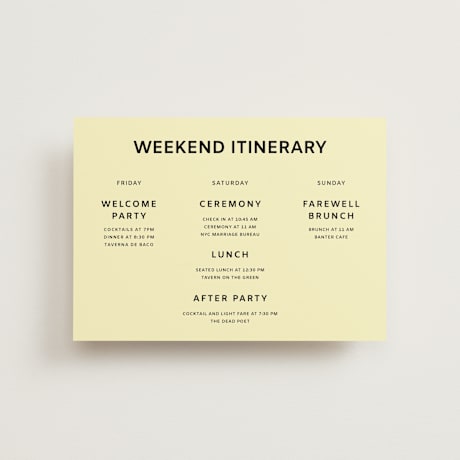 Petite Wedding Weekend Itinerary Cards