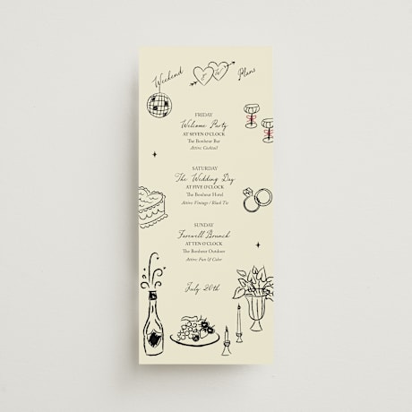 Tall Wedding Weekend Itinerary Cards