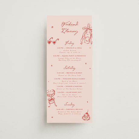 Tall Wedding Weekend Itinerary Cards