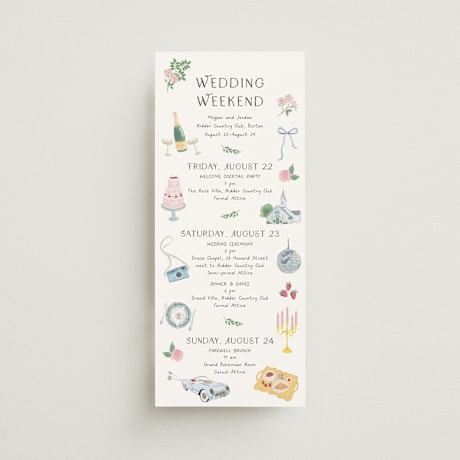 Tall Wedding Weekend Itinerary Cards