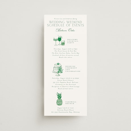 Tall Wedding Weekend Itinerary Cards