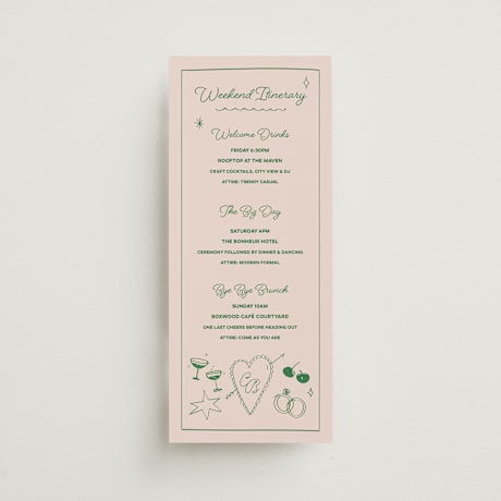 Tall Wedding Weekend Itinerary Cards