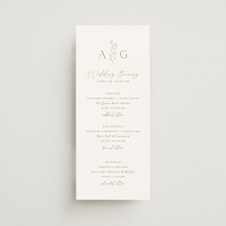 Tall Wedding Weekend Itinerary Cards
