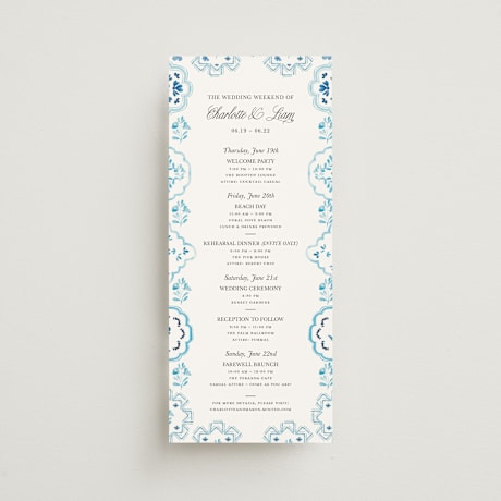 Tall Wedding Weekend Itinerary Cards