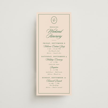 Tall Wedding Weekend Itinerary Cards