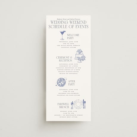 Tall Wedding Weekend Itinerary Cards
