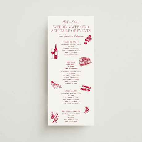 Tall Wedding Weekend Itinerary Cards