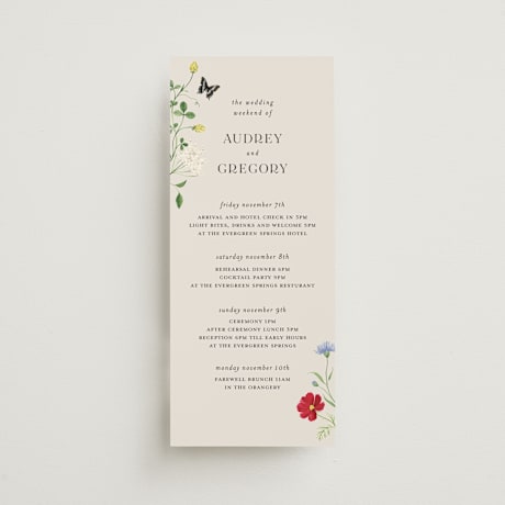 Tall Wedding Weekend Itinerary Cards