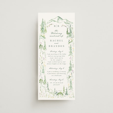 Tall Wedding Weekend Itinerary Cards