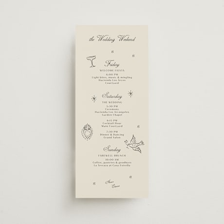 Tall Wedding Weekend Itinerary Cards